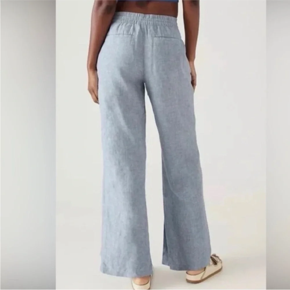 Athleta Retreat Linen Wide-Leg Pants Medium Tall - Picture 2 of 3